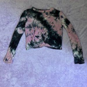 Purple Tie Dye Long Sleeve Crop Top